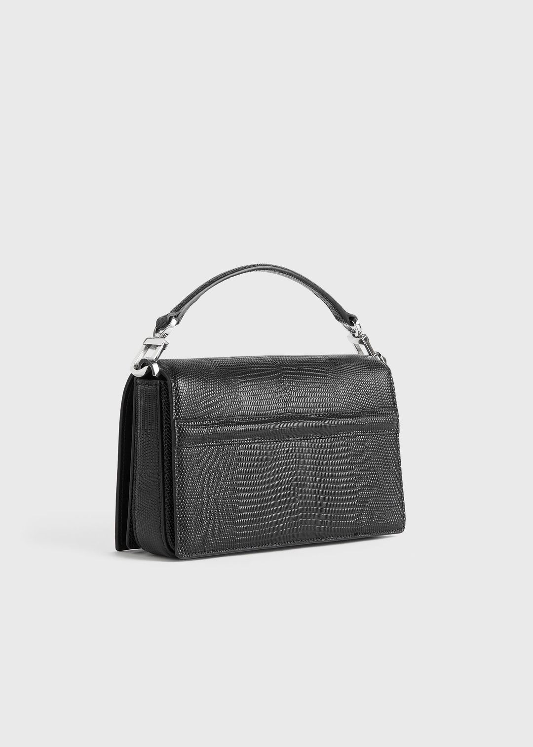 Mini T-flap lizard-embossed bag black #4