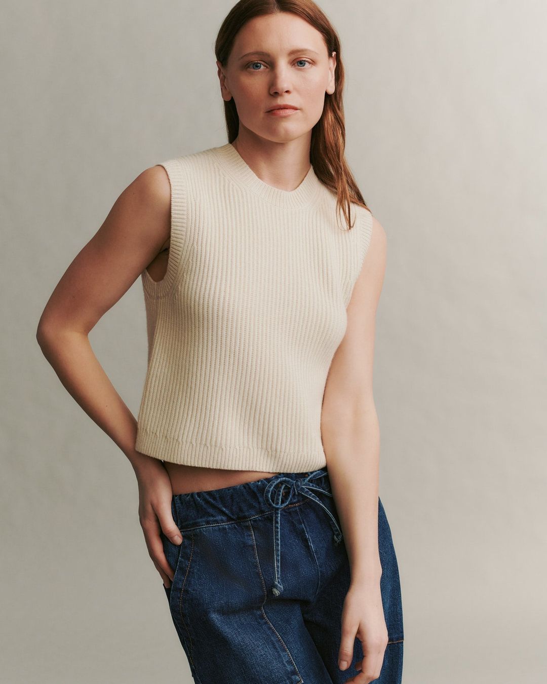 Ribbed Vest in Cashmere