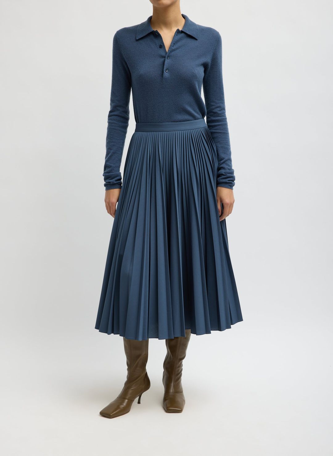 Tropical Wool Pleating Sunray Skirt
