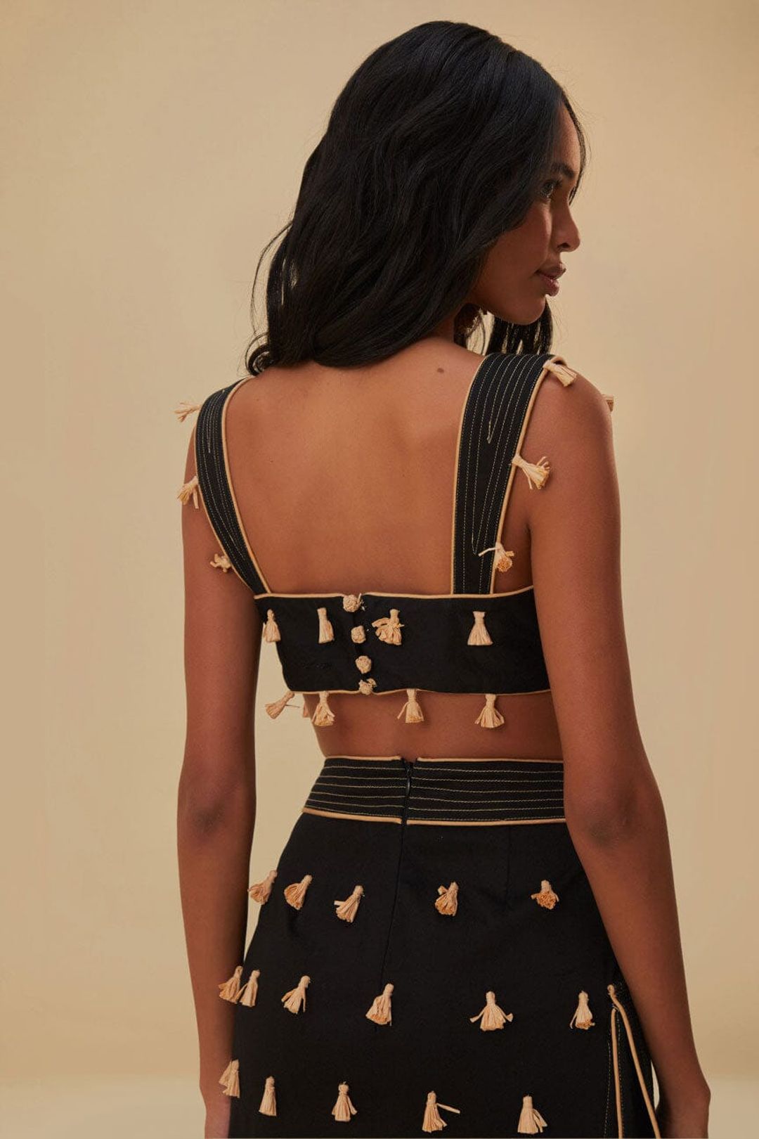 Black Raffia Fringe Top #4