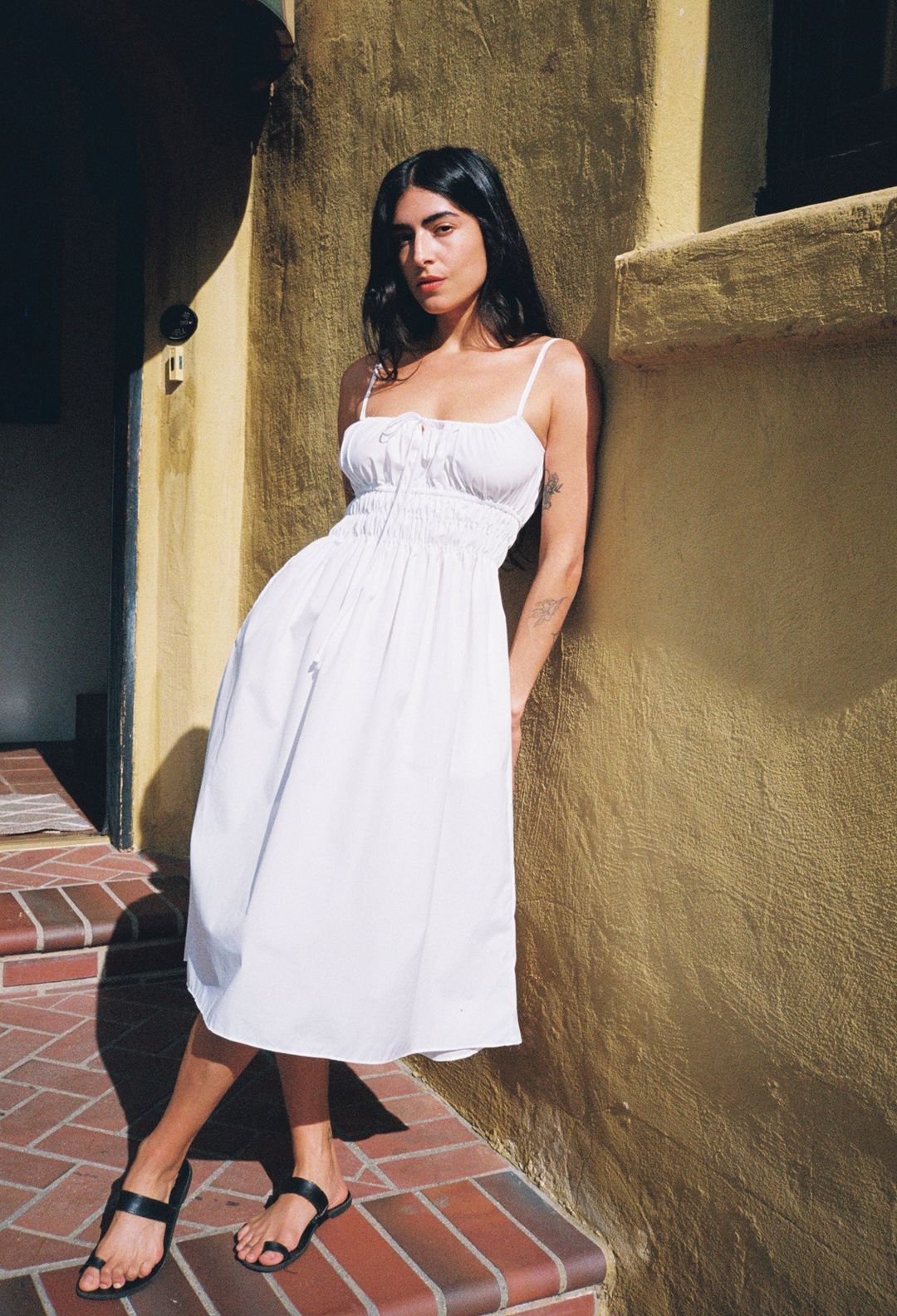 Gabriela Washed Cotton White Dress #2