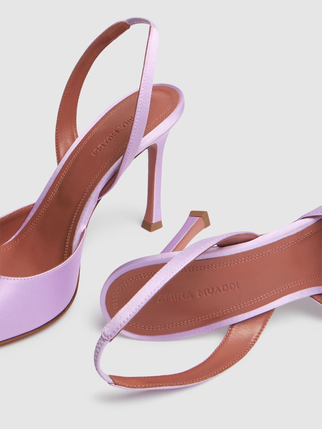 90mm Camelia Satin Heels In Purple #3