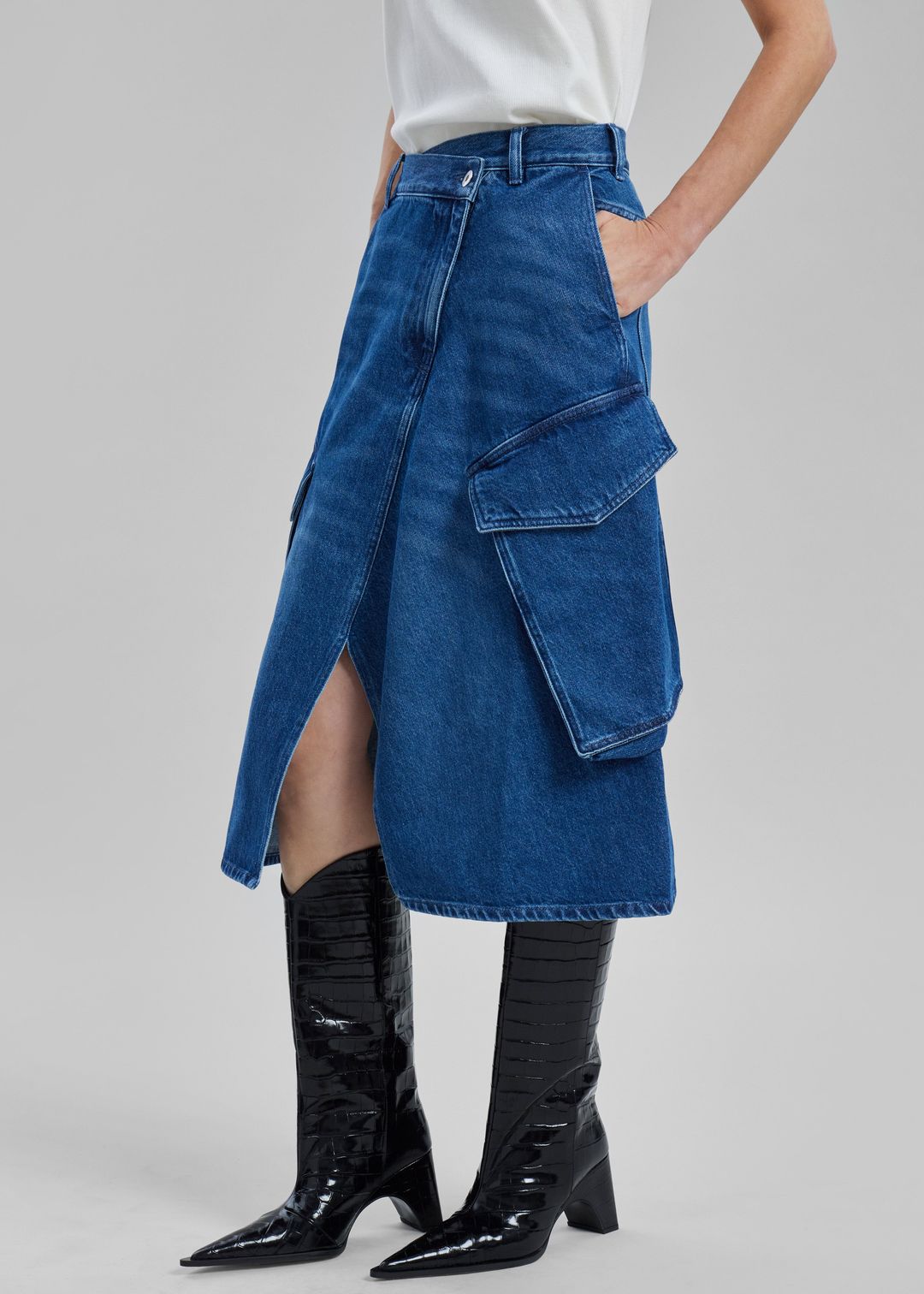 JW Anderson Cargo Midi Denim Skirt - Blue #3