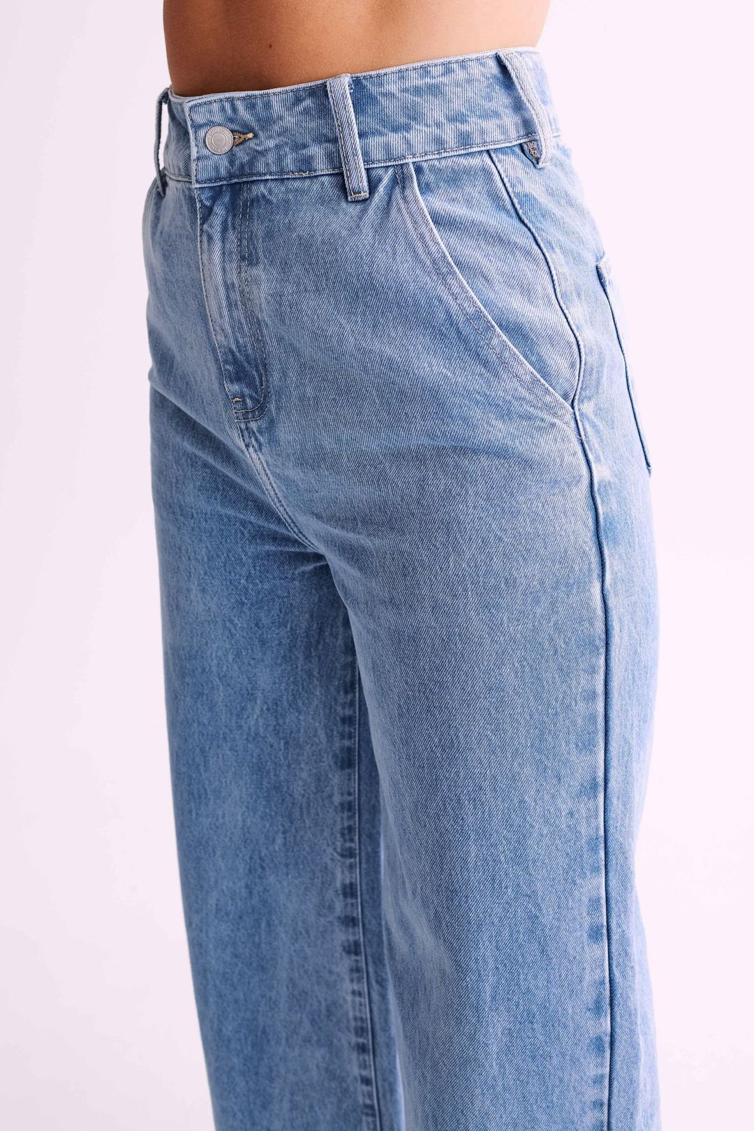 Roxy Wide Leg High Waist Denim Jeans - Mid Blue #4