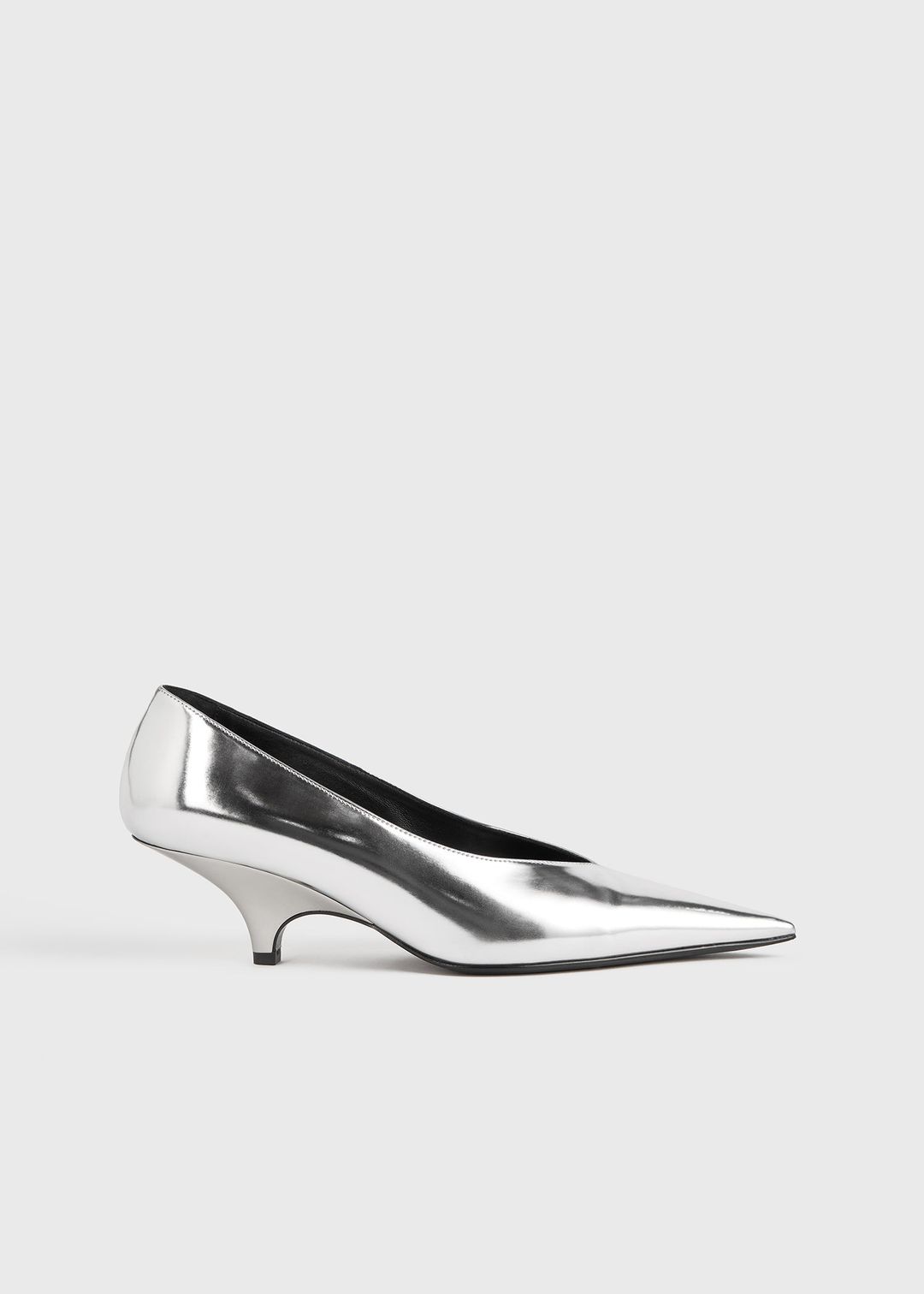 Wedge-heel faux-leather pumps silver #6