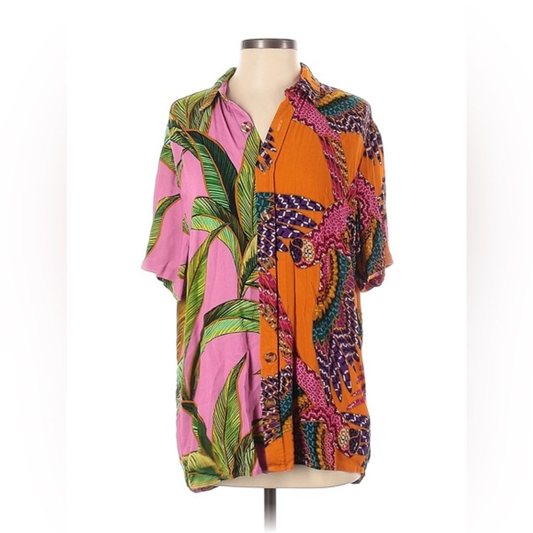 Mix Prints Oversize Camp Shirt size small