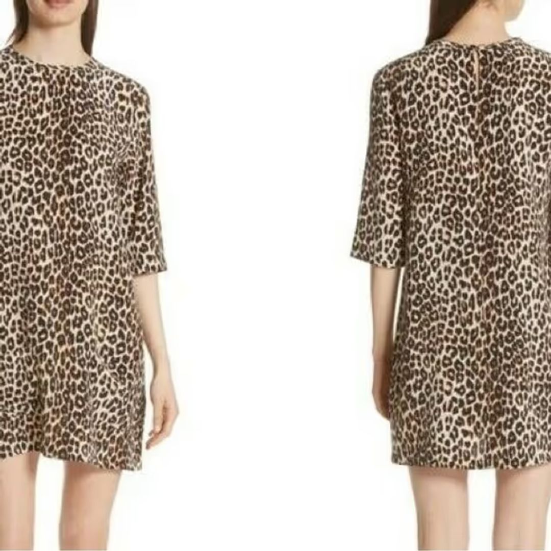 Silk Leopard Print Shift Dress #2