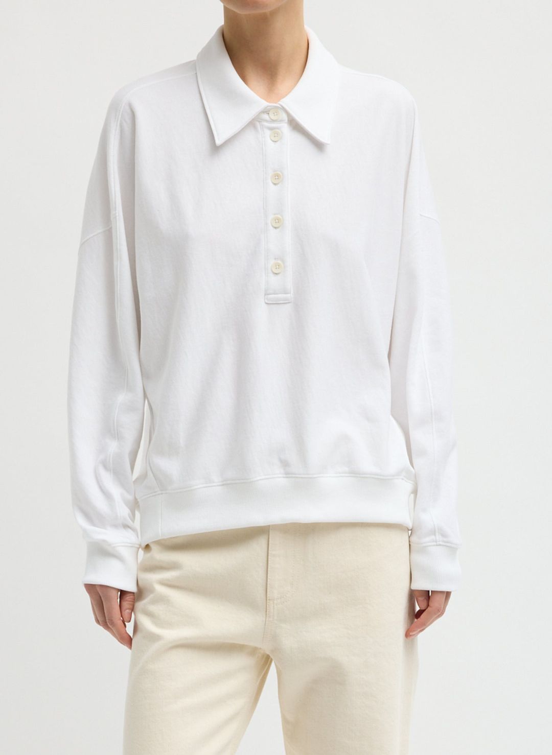 Light Weight Sweatshirting Polo Collar Sweatshirt