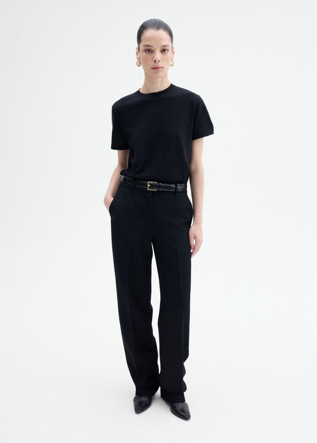 Tailored Straight Pant in Virgin Wool - Black