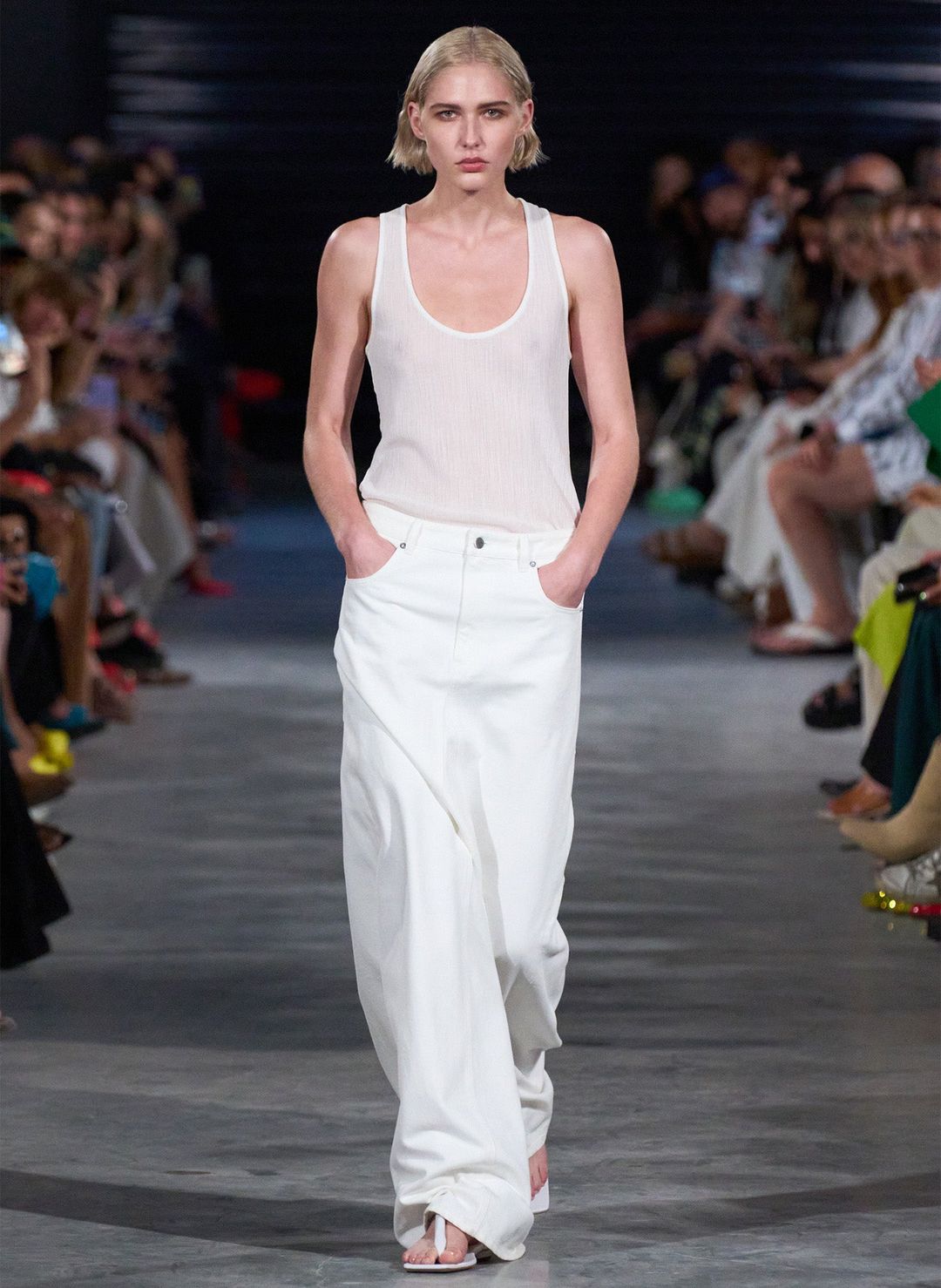 White Denim Godet Maxi Skirt #2