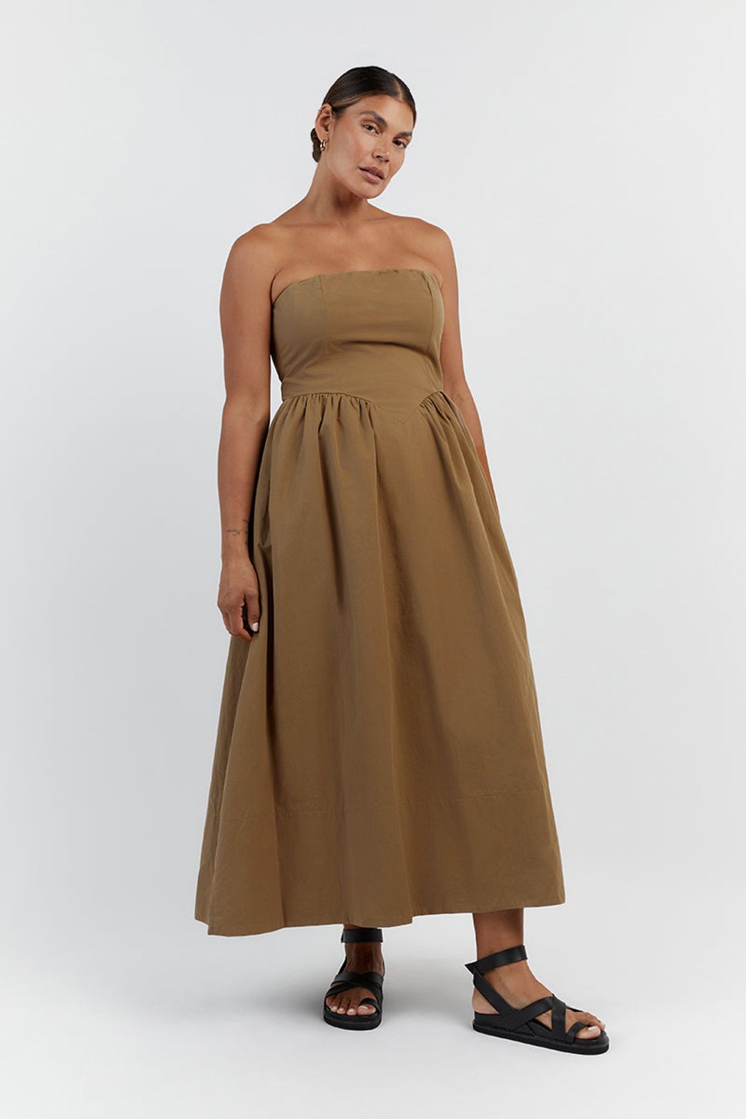 HYLAND COFFEE STRAPLESS MIDI DRESS #7