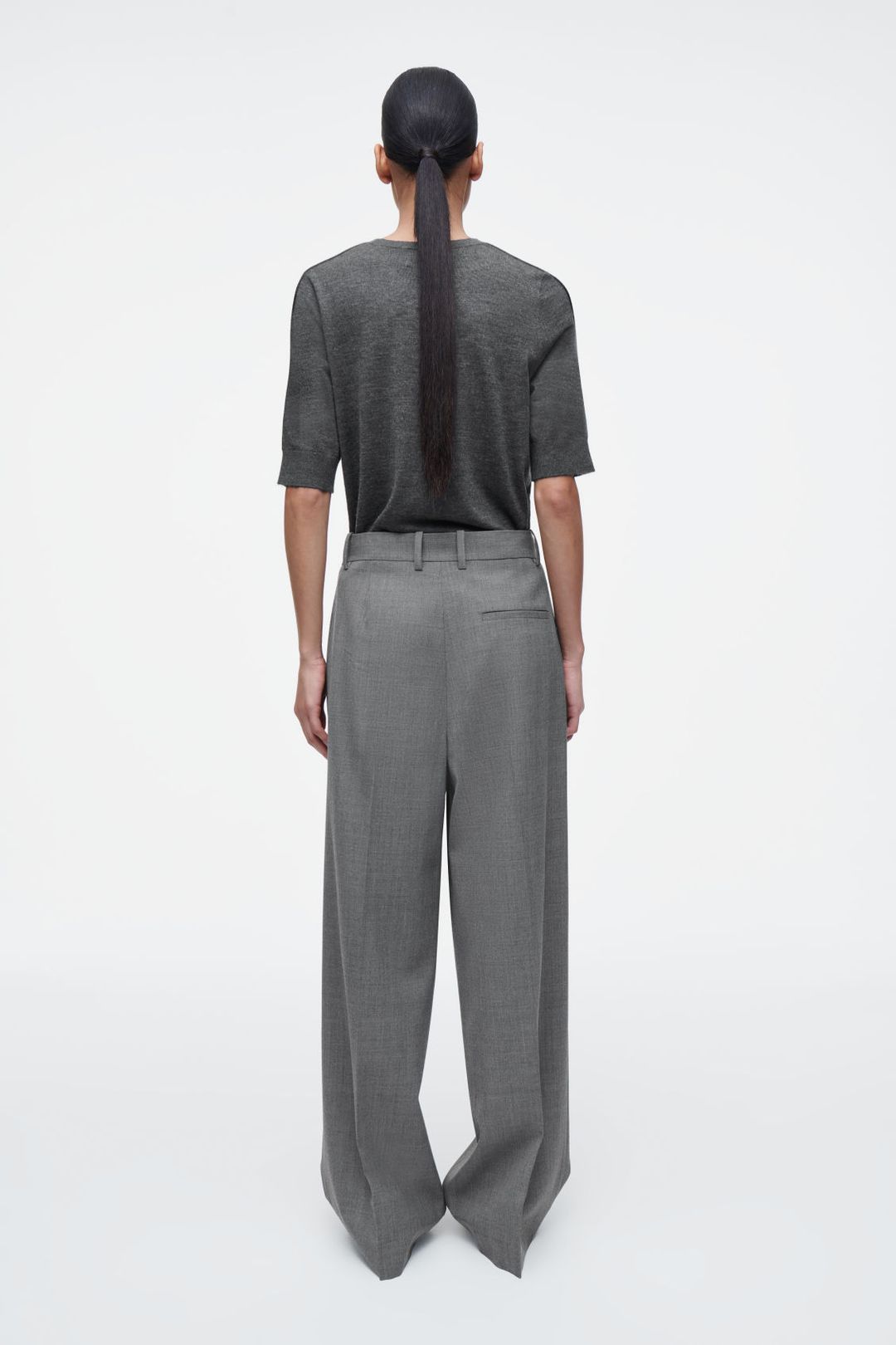RELAXED TWILL WIDE-LEG TROUSERS #5