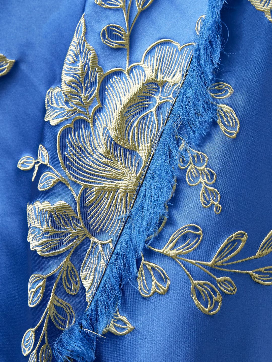 Off-the-shoulder fringed floral-brocade midi wrap dress #4