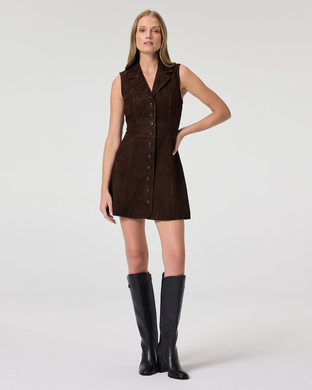 Vida Dress - Chocolate Brown Suede