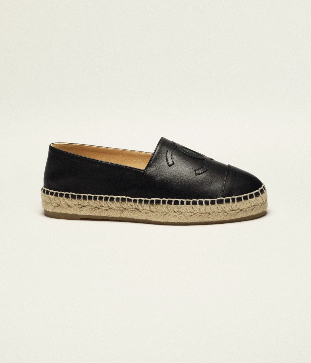 Black Leather Espadrilles