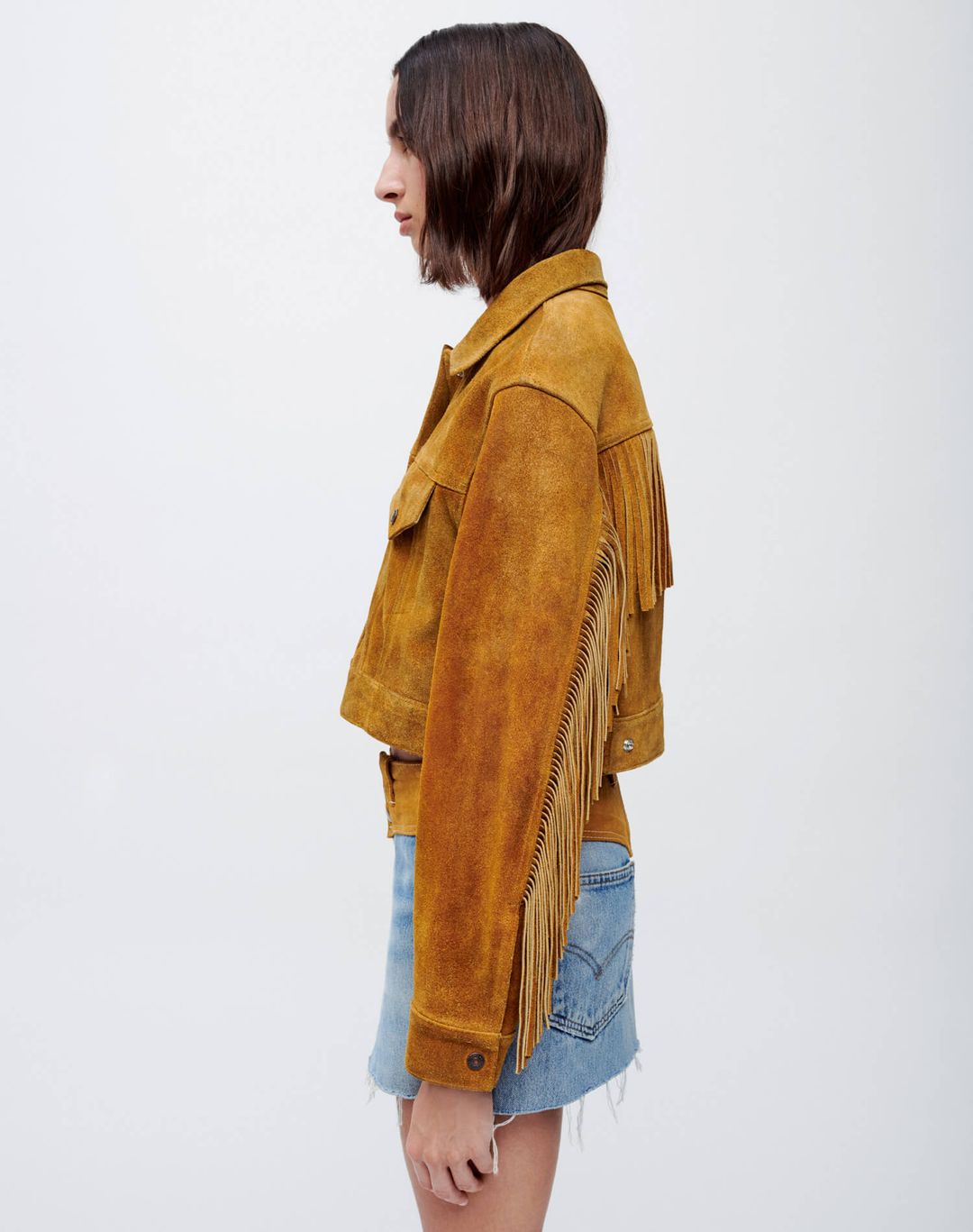 Cropped Suede Fringe Jacket - Tan Suede #4