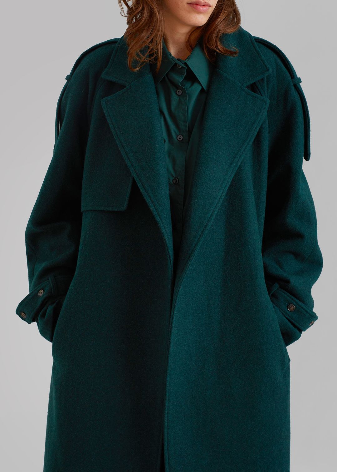 Suzanne Wool Trench Coat - Bottle Green #11
