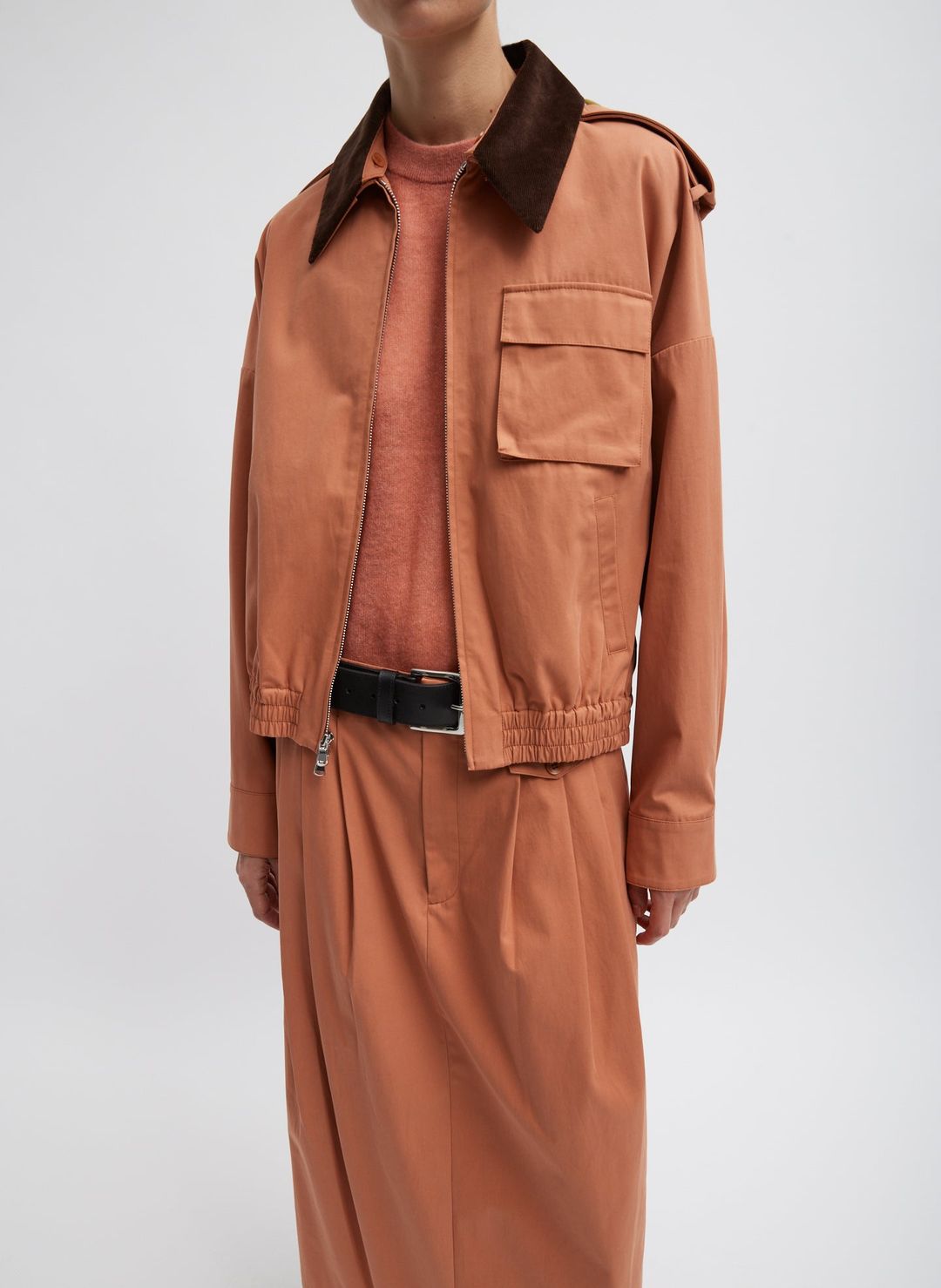 Bio Twill Bomber Jacket With Removable Corduroy Collar