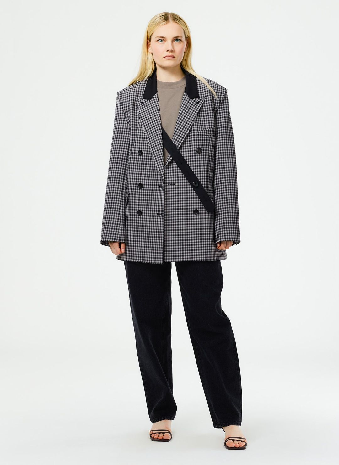 Double Faced Menswear Check Double Breasted Blazer