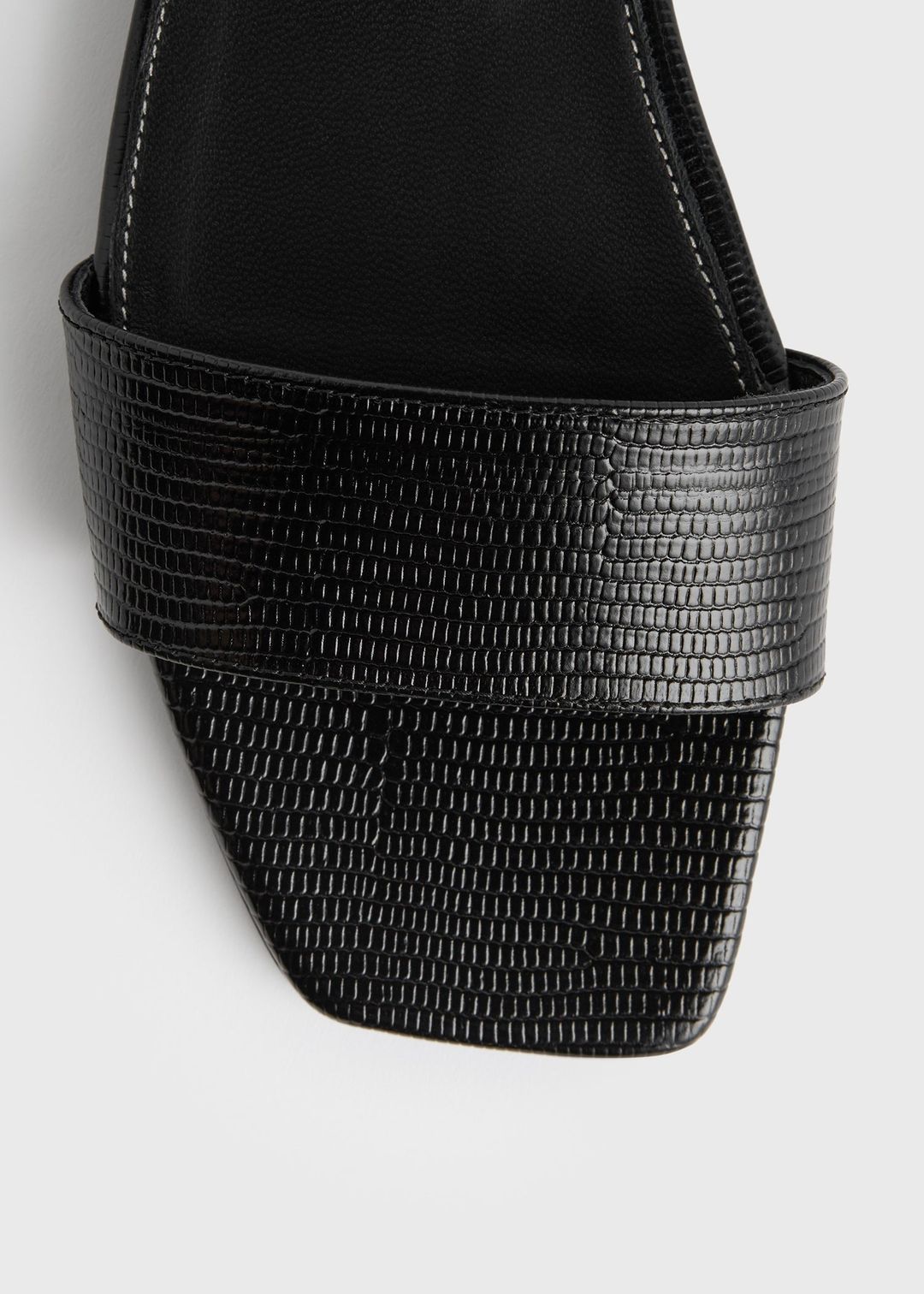 Slim lizard-embossed bandeau slides black #6