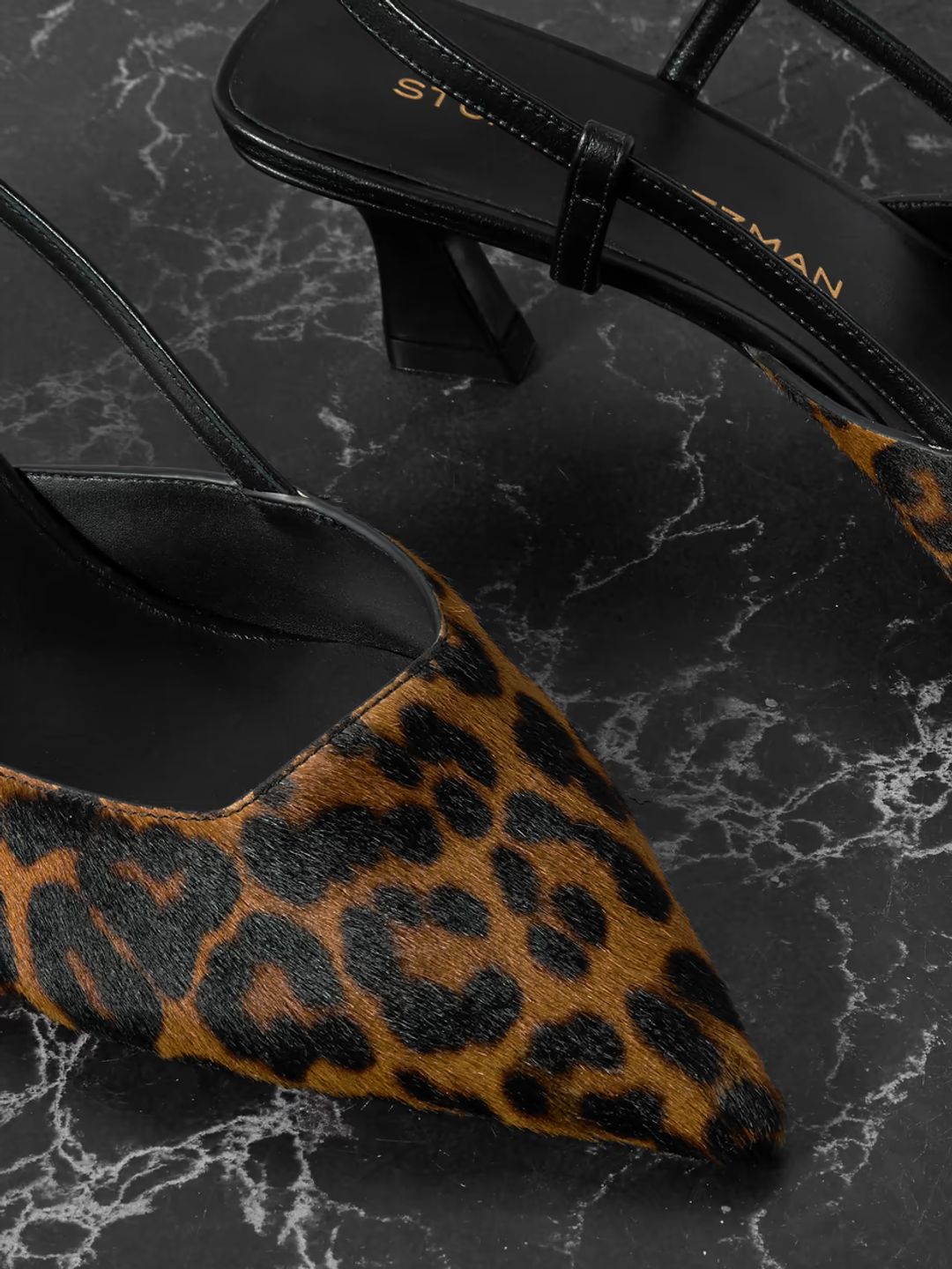 Vinnie leather-trimmed leopard-print calf hair slingback pumps #4