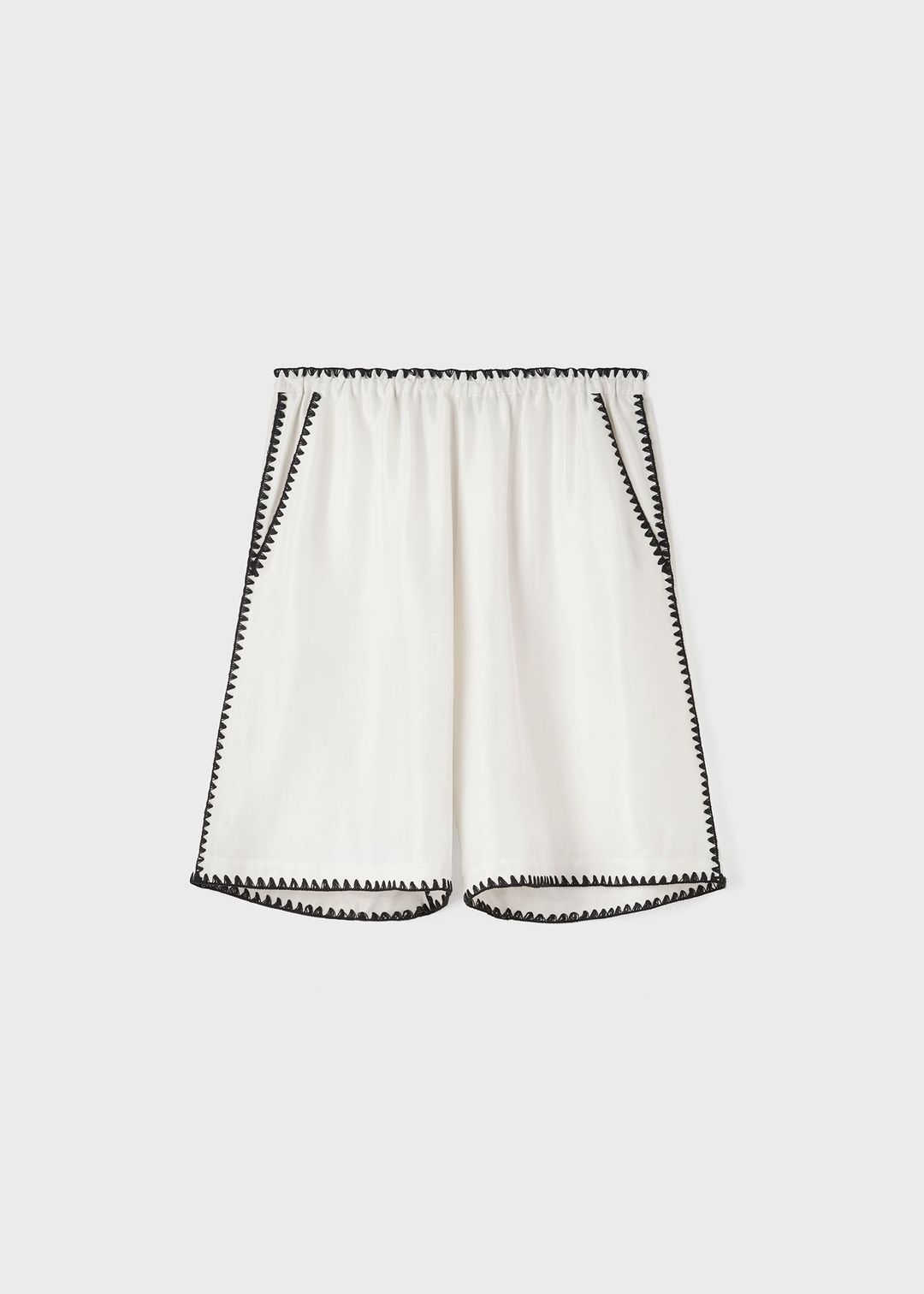 Embroidered silk shorts bone #5