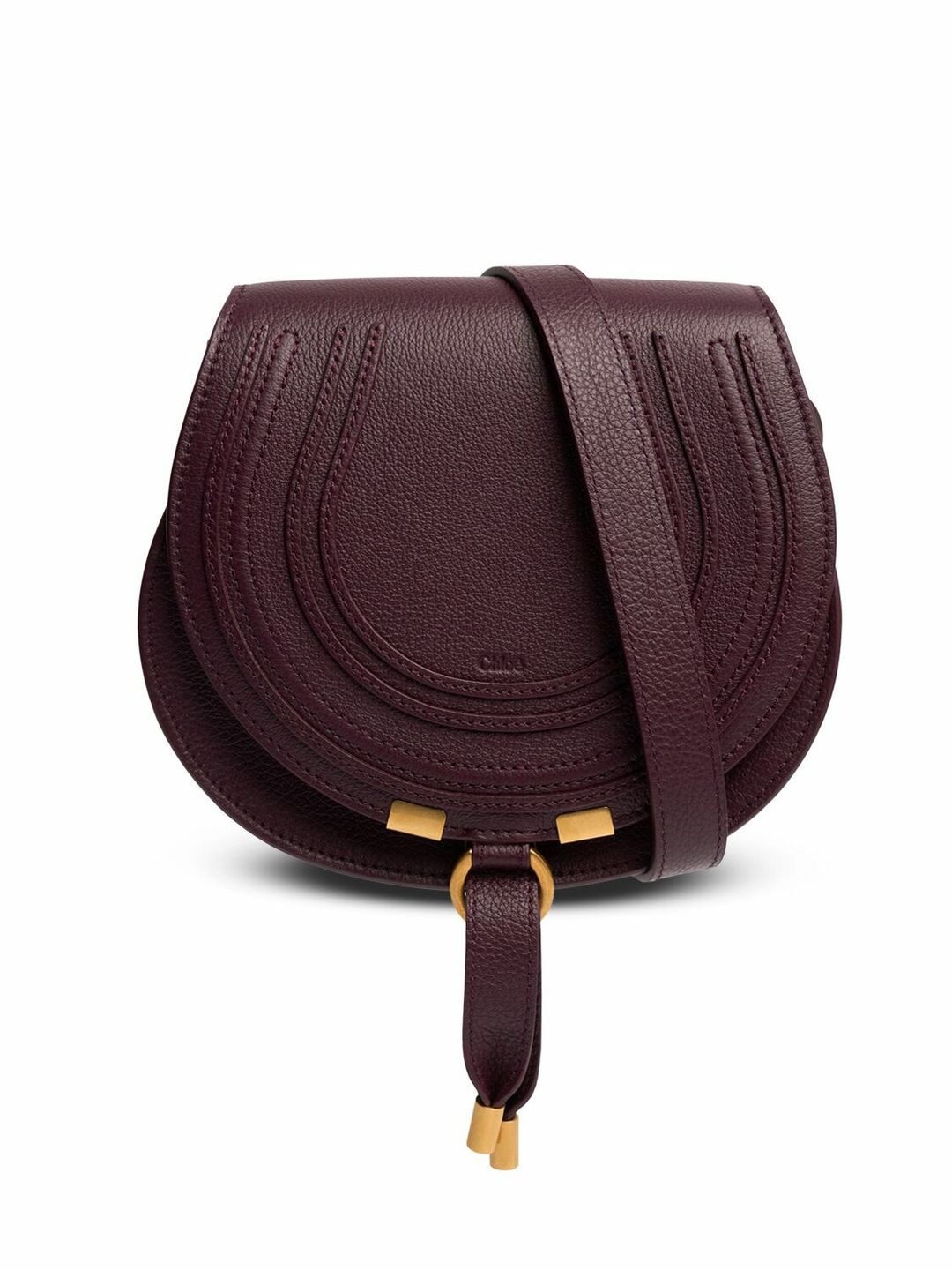Small Marcie Grained Leather Bag in Burgundy