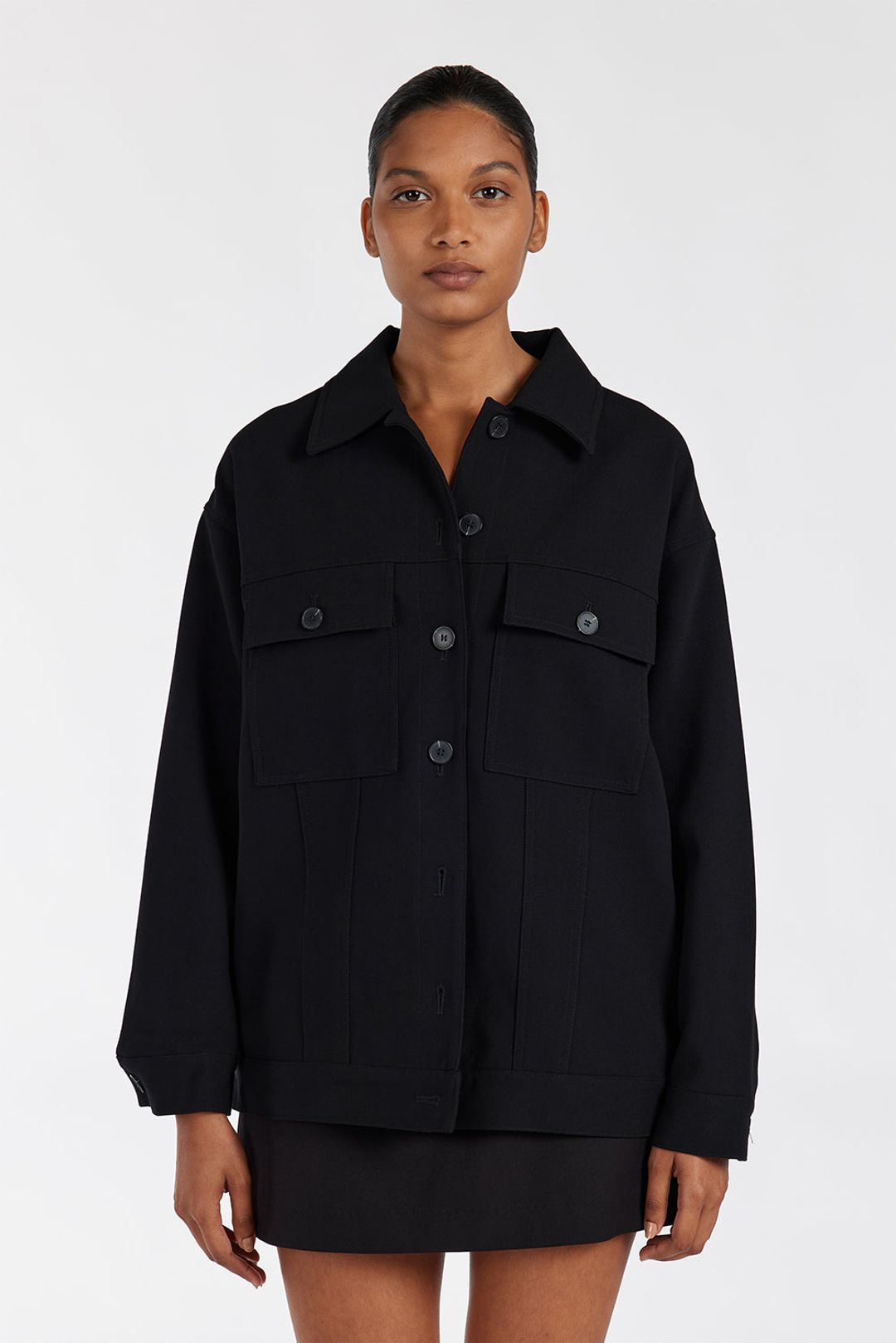 JIL BLACK TAILORED TRUCKER JACKET #7