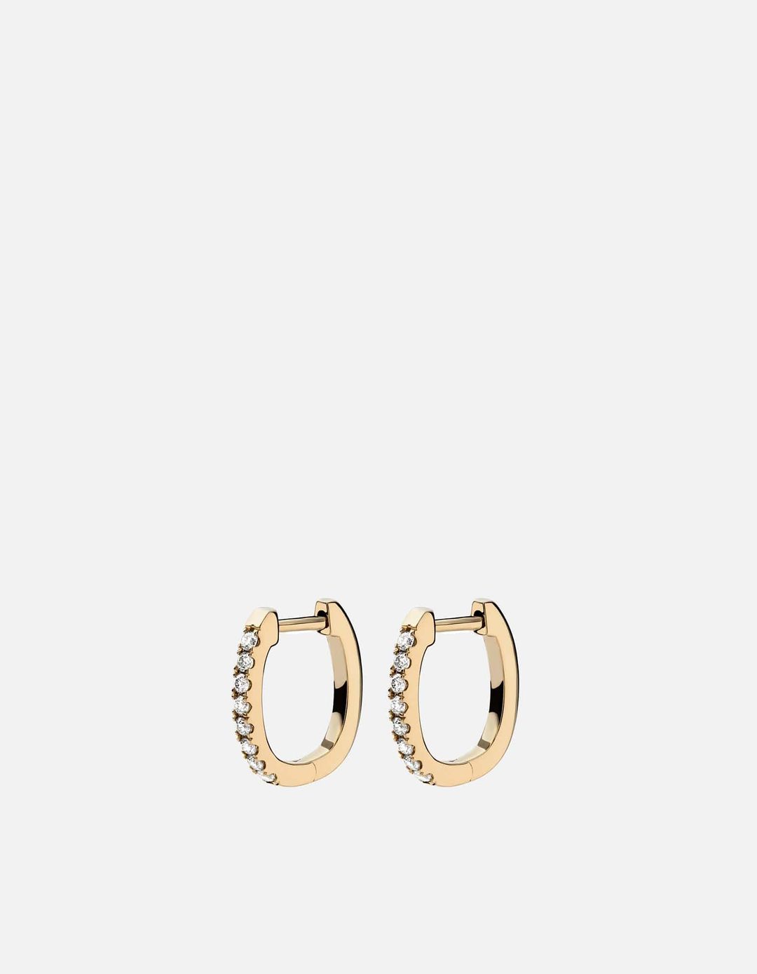 Linear Huggie Earrings, 14k Gold Pav