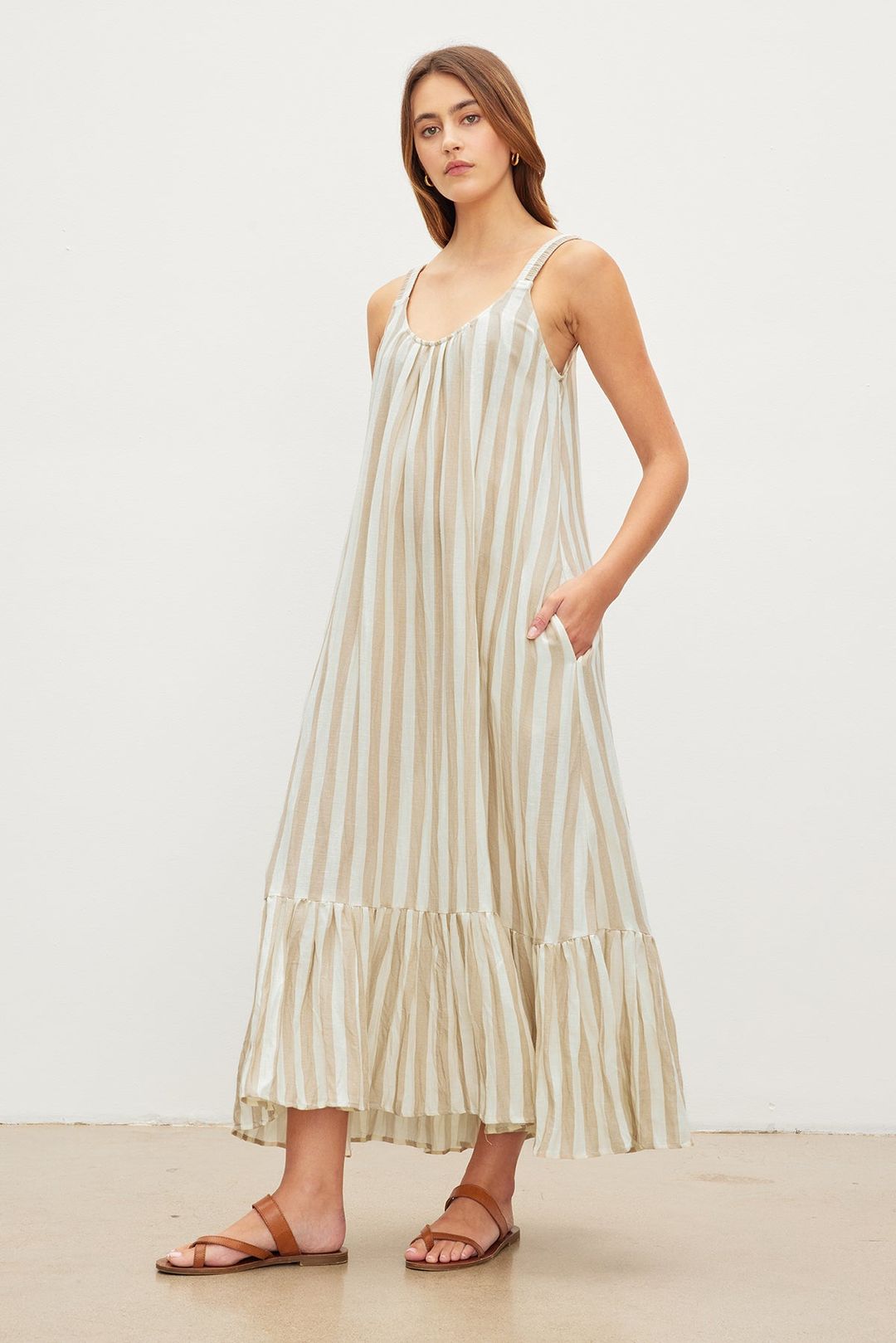 MERADITH STRIPED LINEN MAXI DRESS #6