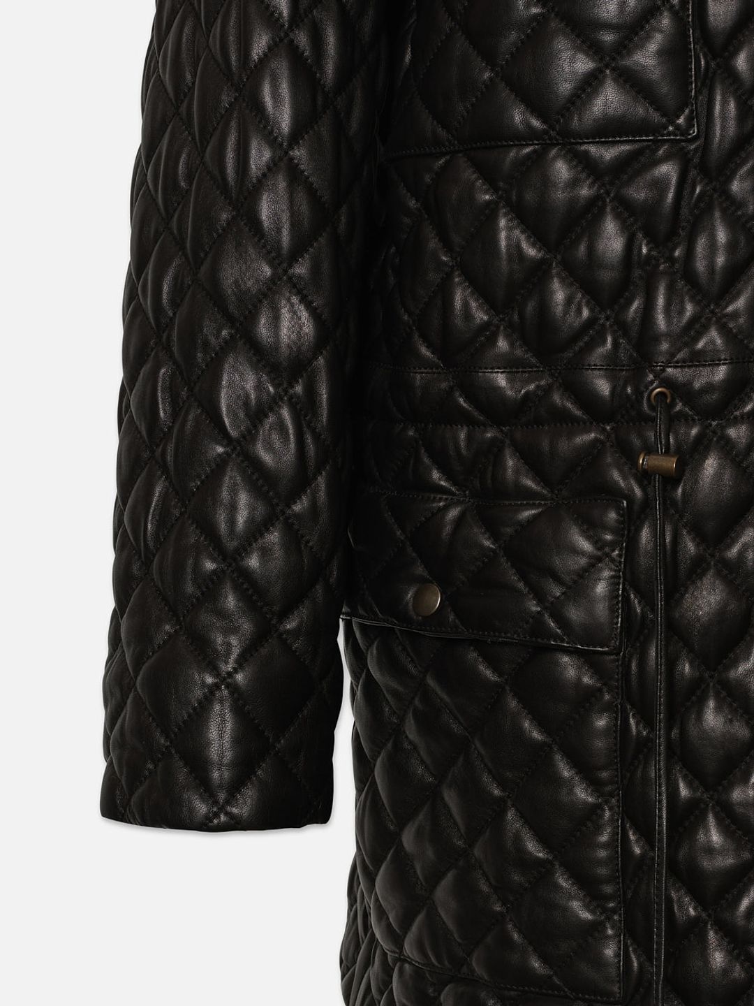 Leather Quilted Parka -- Black #5