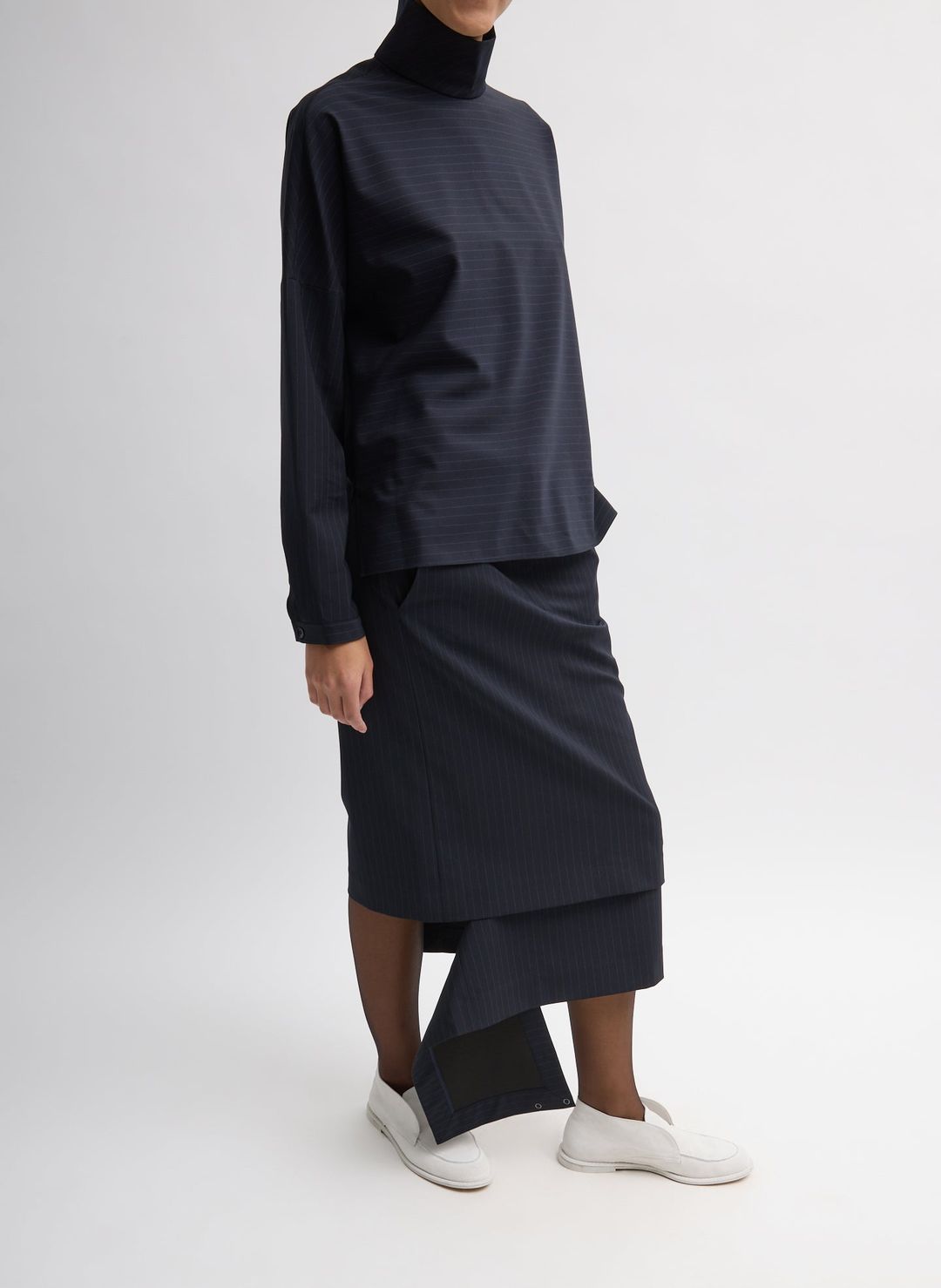 Mier Pinstripe Convertible Skirt #3