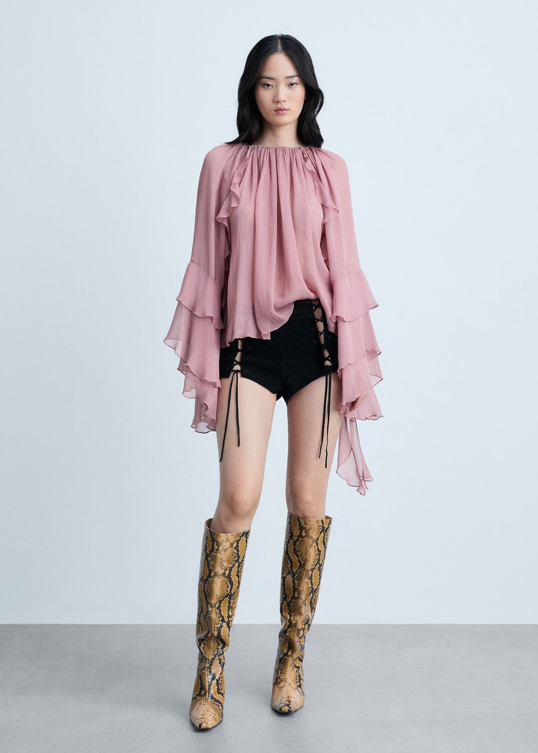 Ruffled chiffon blouse