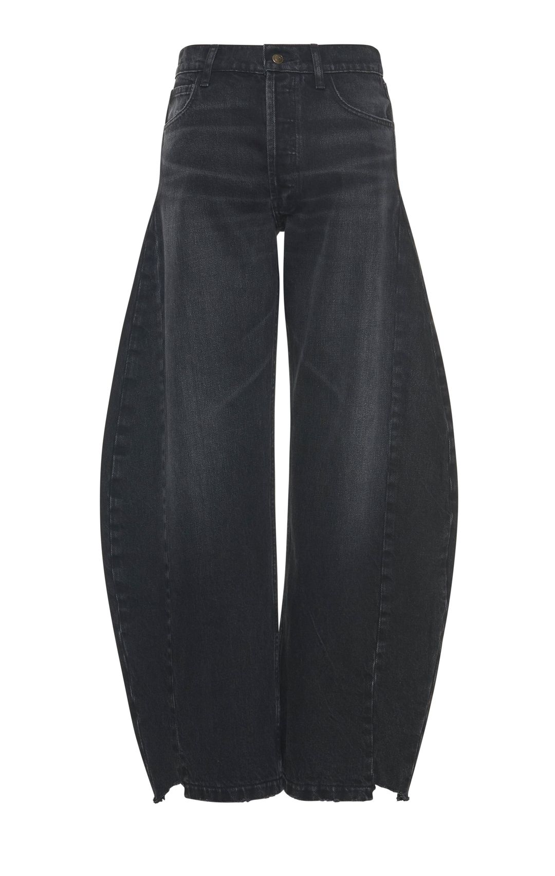 Denim Jeans With Inserts Washed Black #6