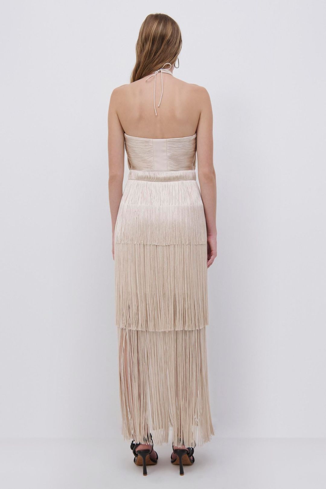 Baldwin Draped Fringe Maxi Dress #7