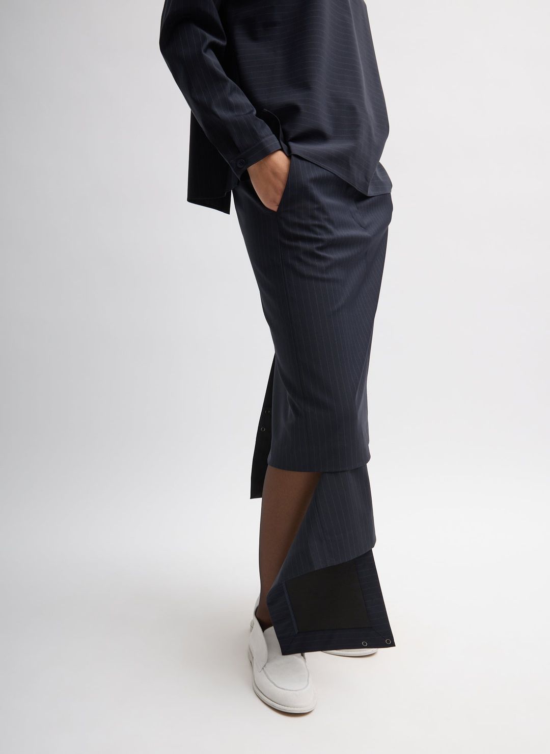 Mier Pinstripe Convertible Skirt #10