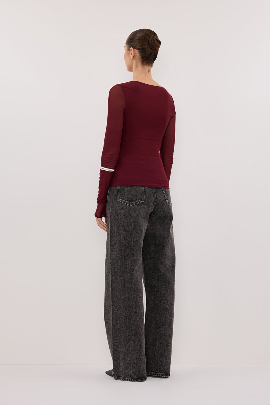 NYRA WINE LONG SLEEVE MESH TOP #7