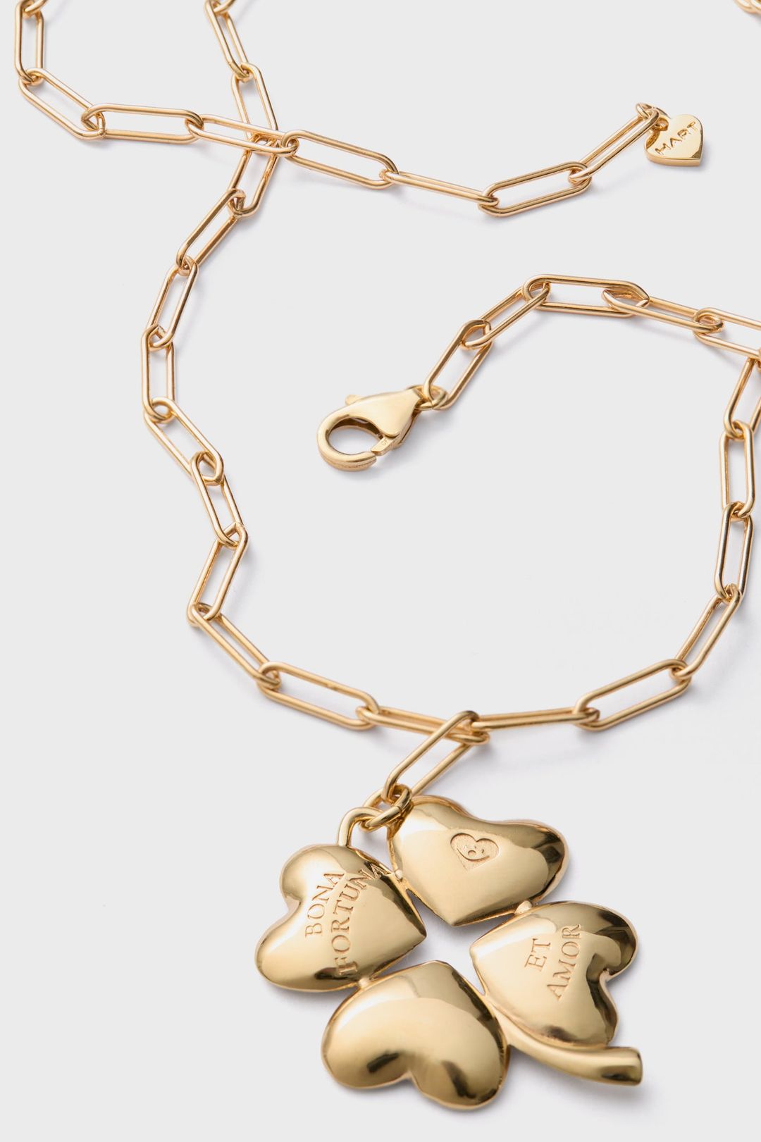 Gold Double Wrap Necklace with Luck and Love Clover #5