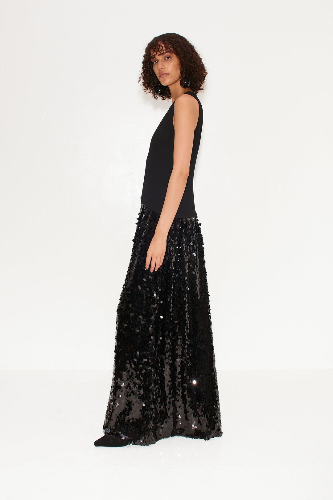 Memphis Crepe Sequin Dress in Black