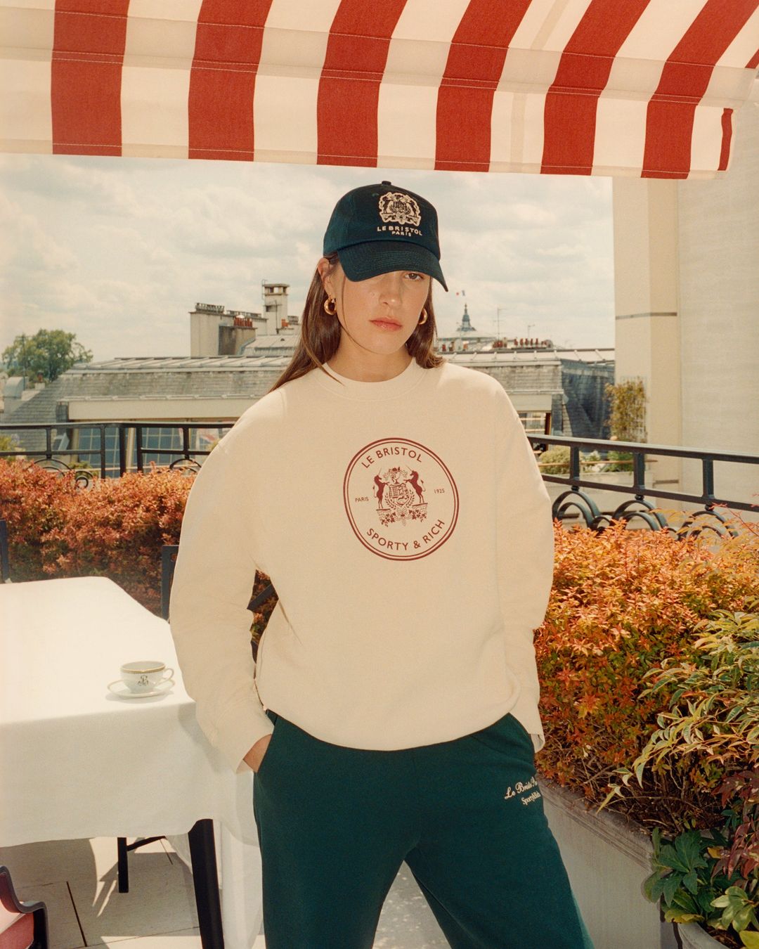 Bristol Crest Crewneck - Cream/Merlot #5