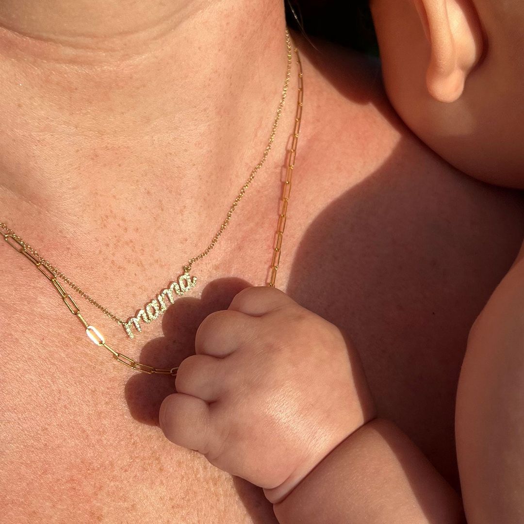 Diamond Script Mama Necklace #7