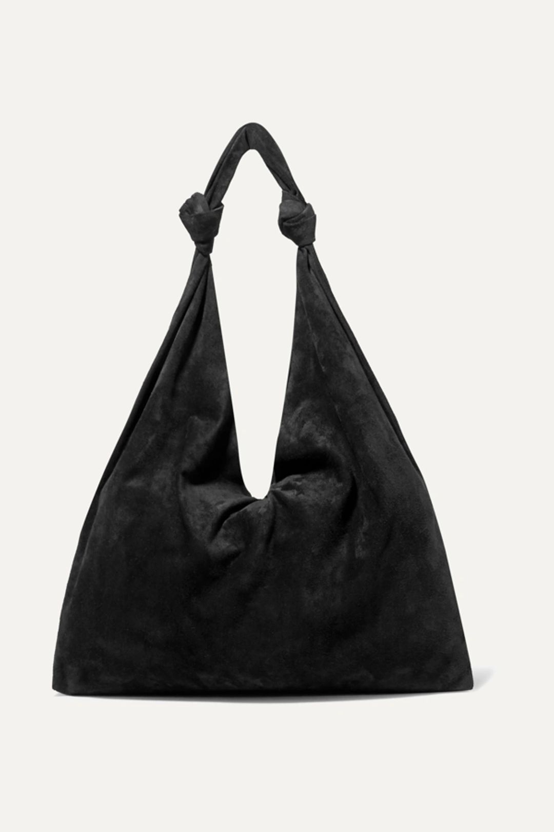 Bindle Double Knot Suede Shoulder Bag In Black