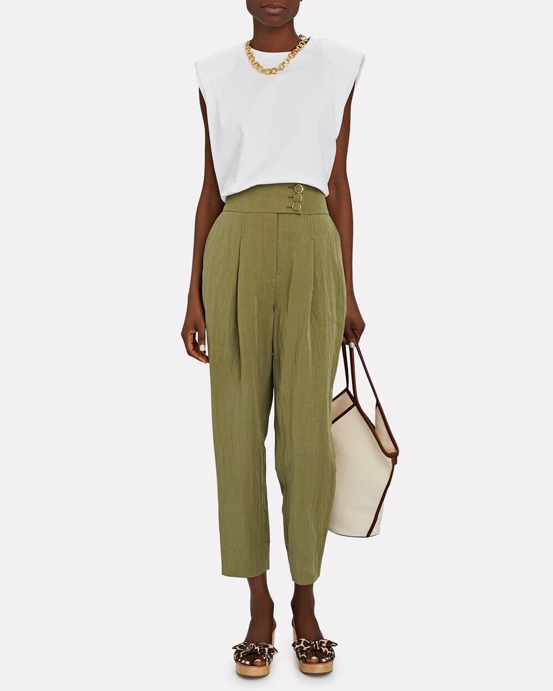 Pippa Straight-Leg Pants in Olive #3