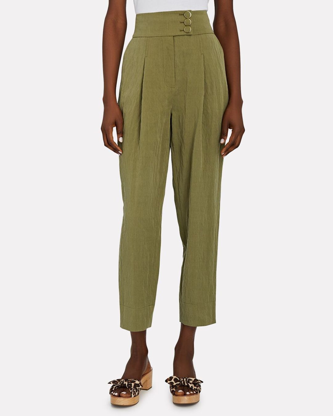 Pippa Straight-Leg Pants in Olive #2