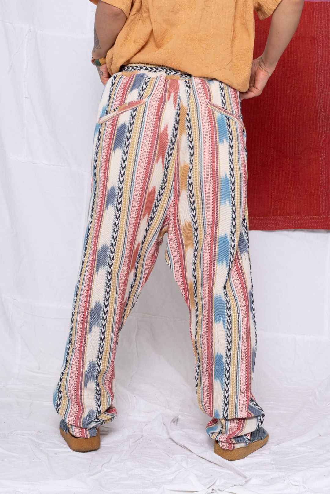 P70 Pleated Easy Pant Cotton St. Tropez Ikat Fabric Rinse #4