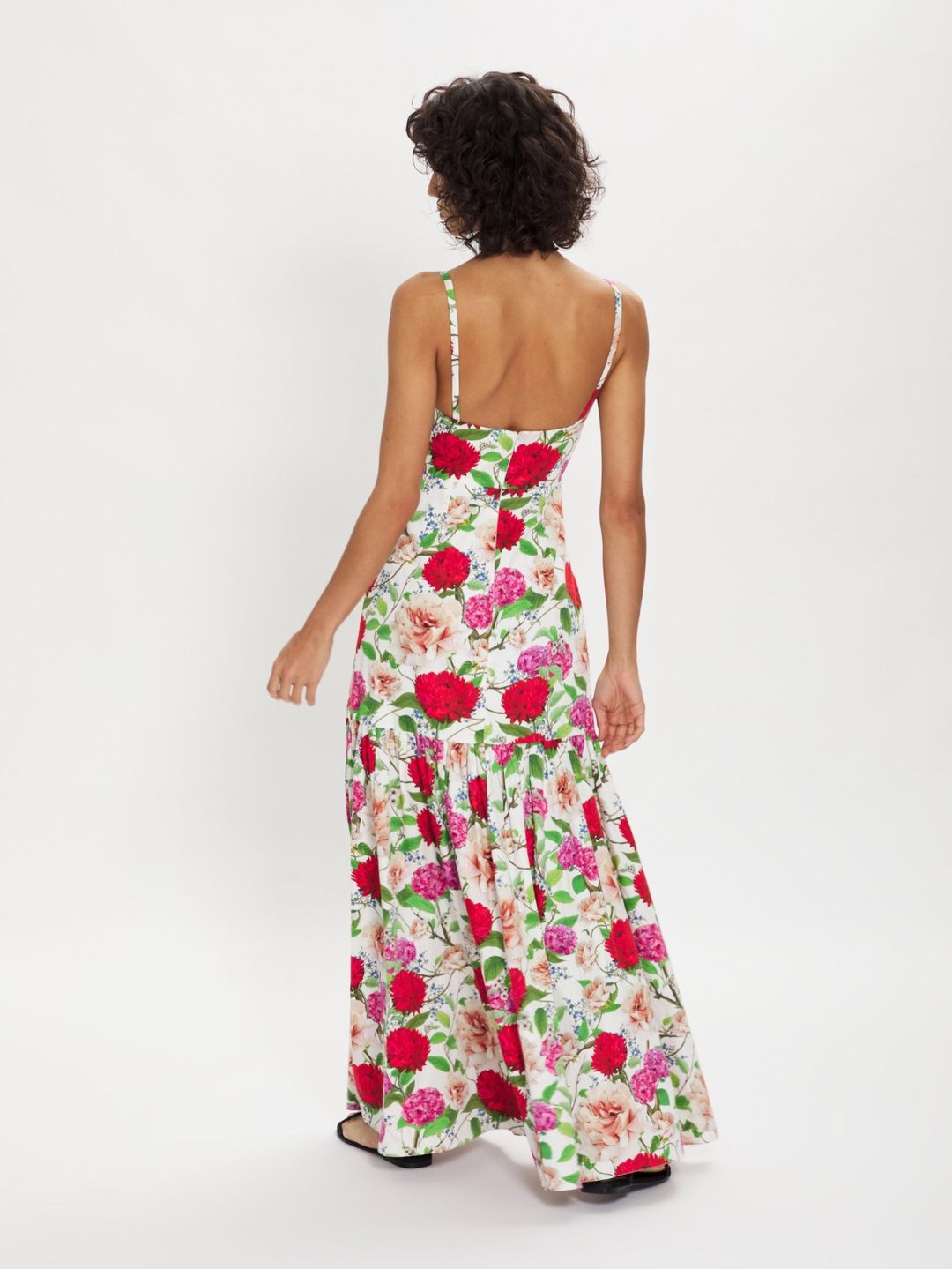 Cordiela Cotton Floral Maxi Dress – White/Red #3