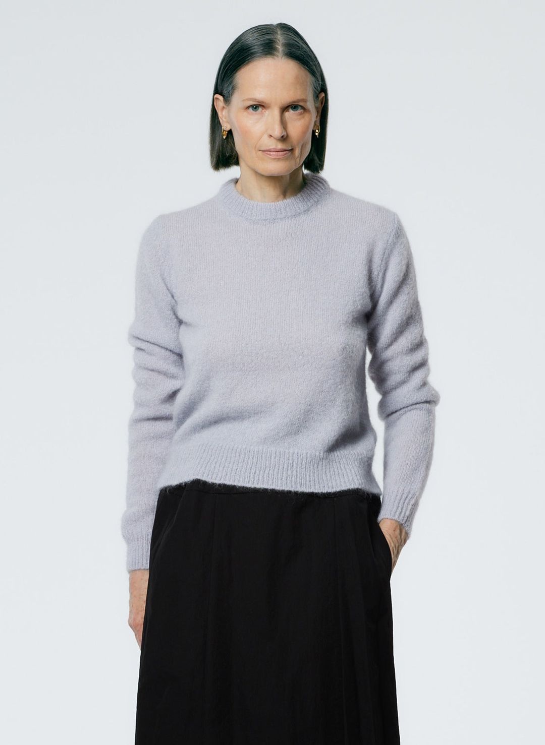 Soft Mohair Shrunken Crewneck Pullover