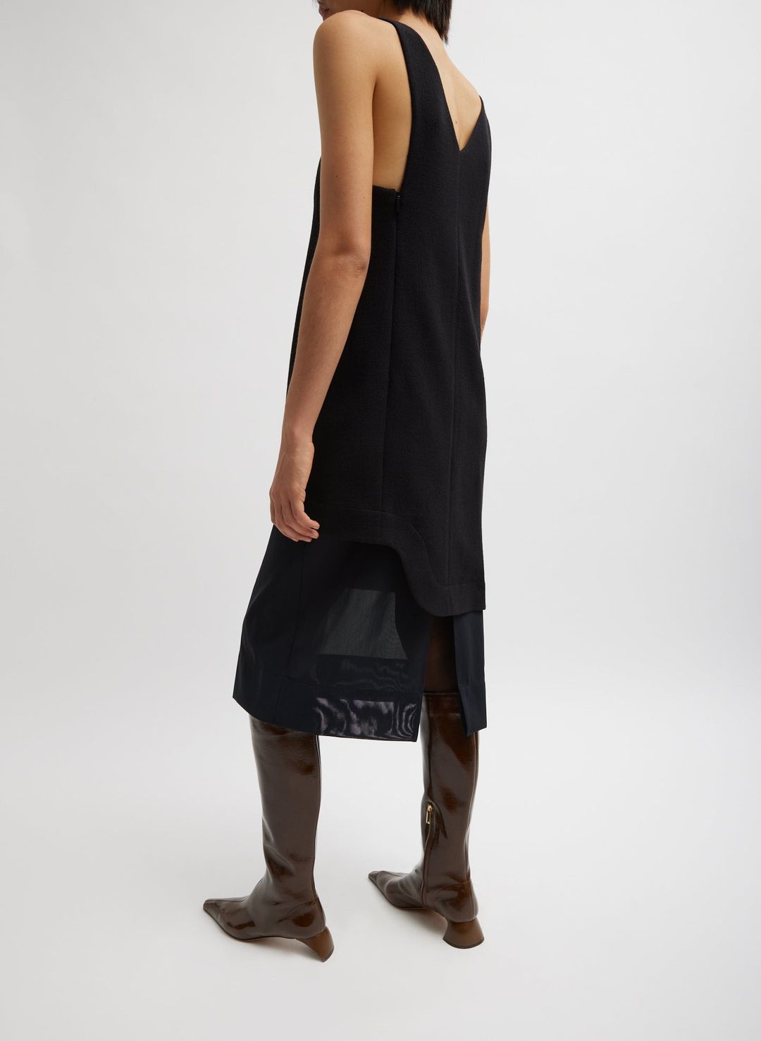 Melee Crepe V-Neck Power Mesh Combo Dress #6
