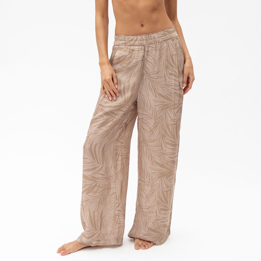 Day Trip Pant - Petite Palm Fronds Tan #5