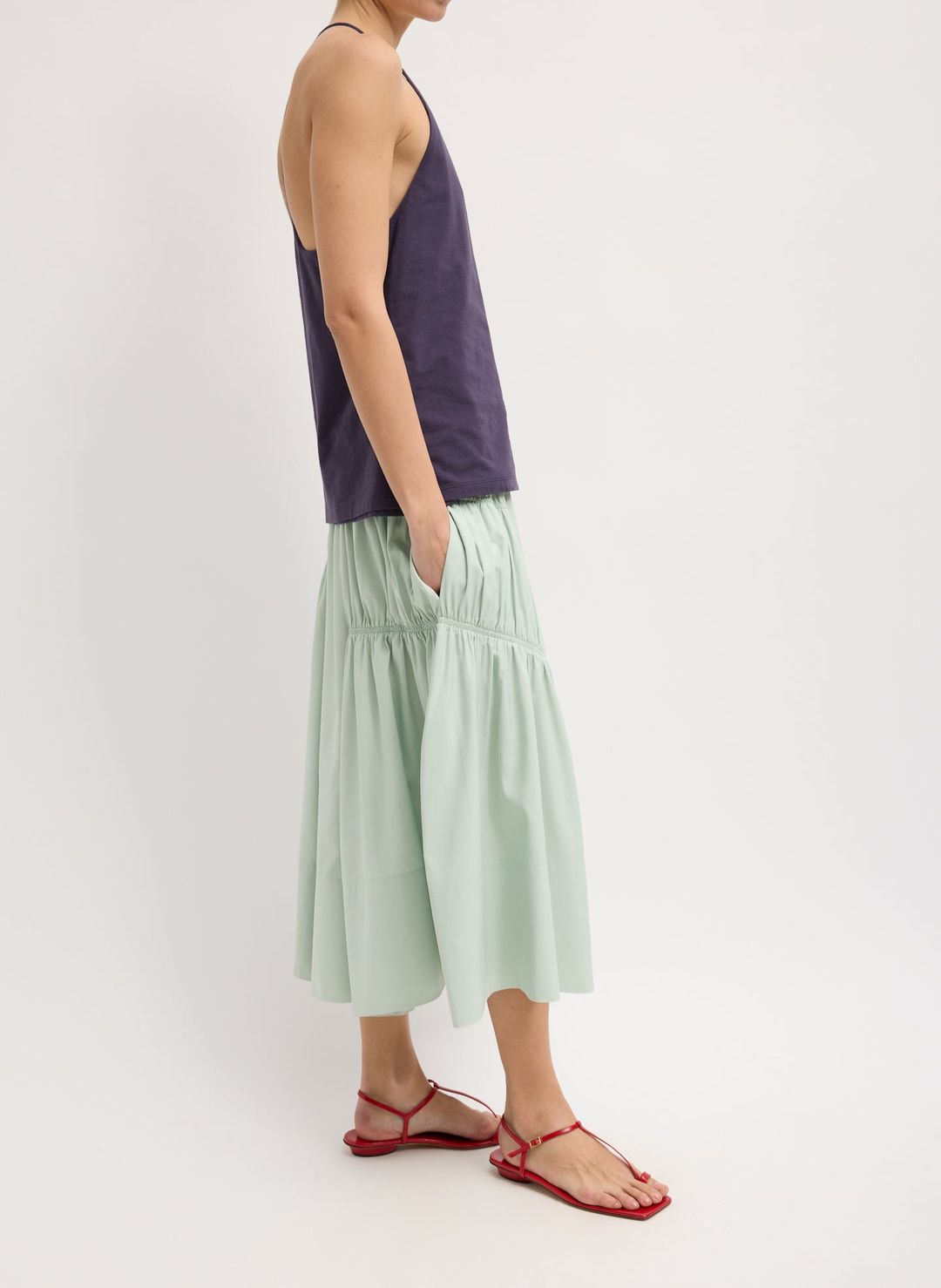 Shirred Nylon Paneled Skirt #4